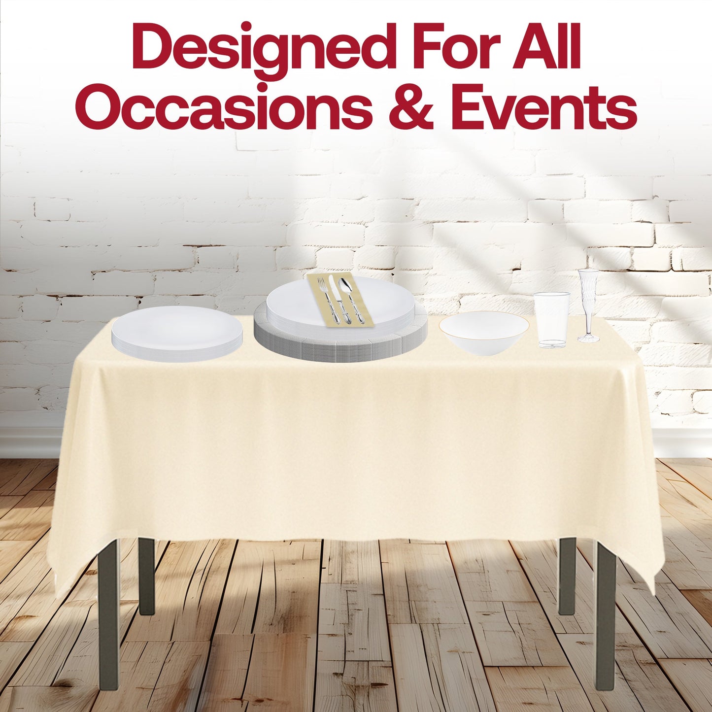 Lifestyle image showing the set arranged for a formal holiday dinner.