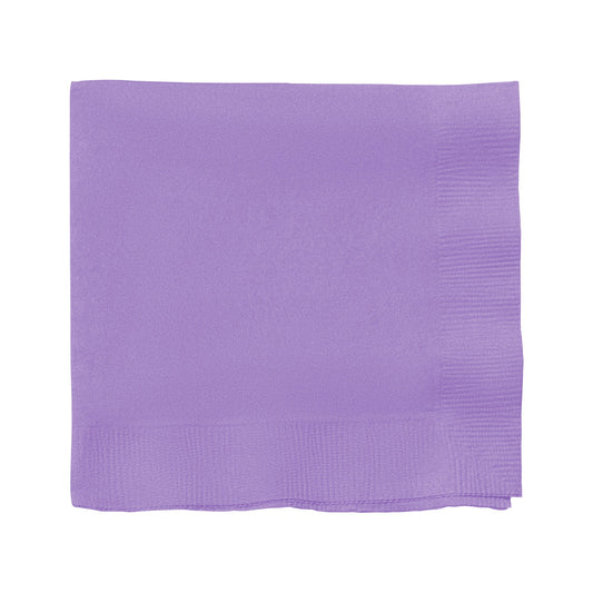 Luscious lavender paper cocktail napkins, 10" x 10" unfolded, ideal for beverages and events, case of 600.