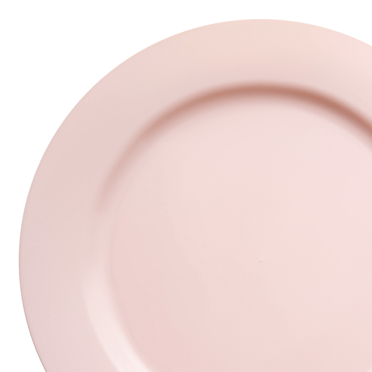 Matte Pink Round Disposable Plastic Appetizer/Salad Plates