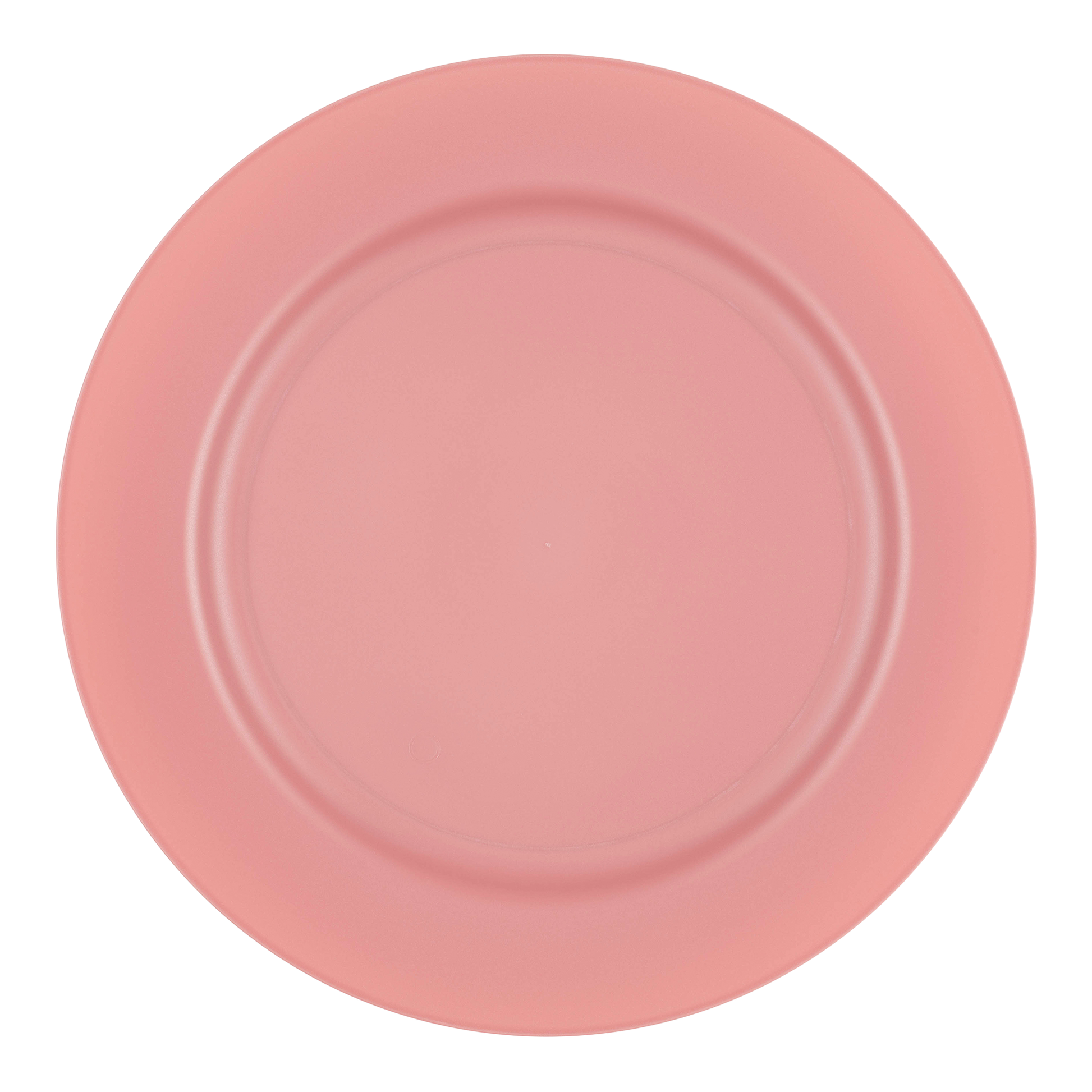Matte fuchsia round plastic appetizer plate, 7.5-inch diameter, disposable design