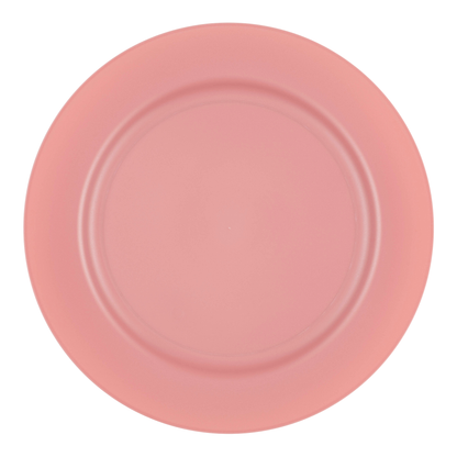 Matte fuchsia round plastic appetizer plate, 7.5-inch diameter, disposable design
