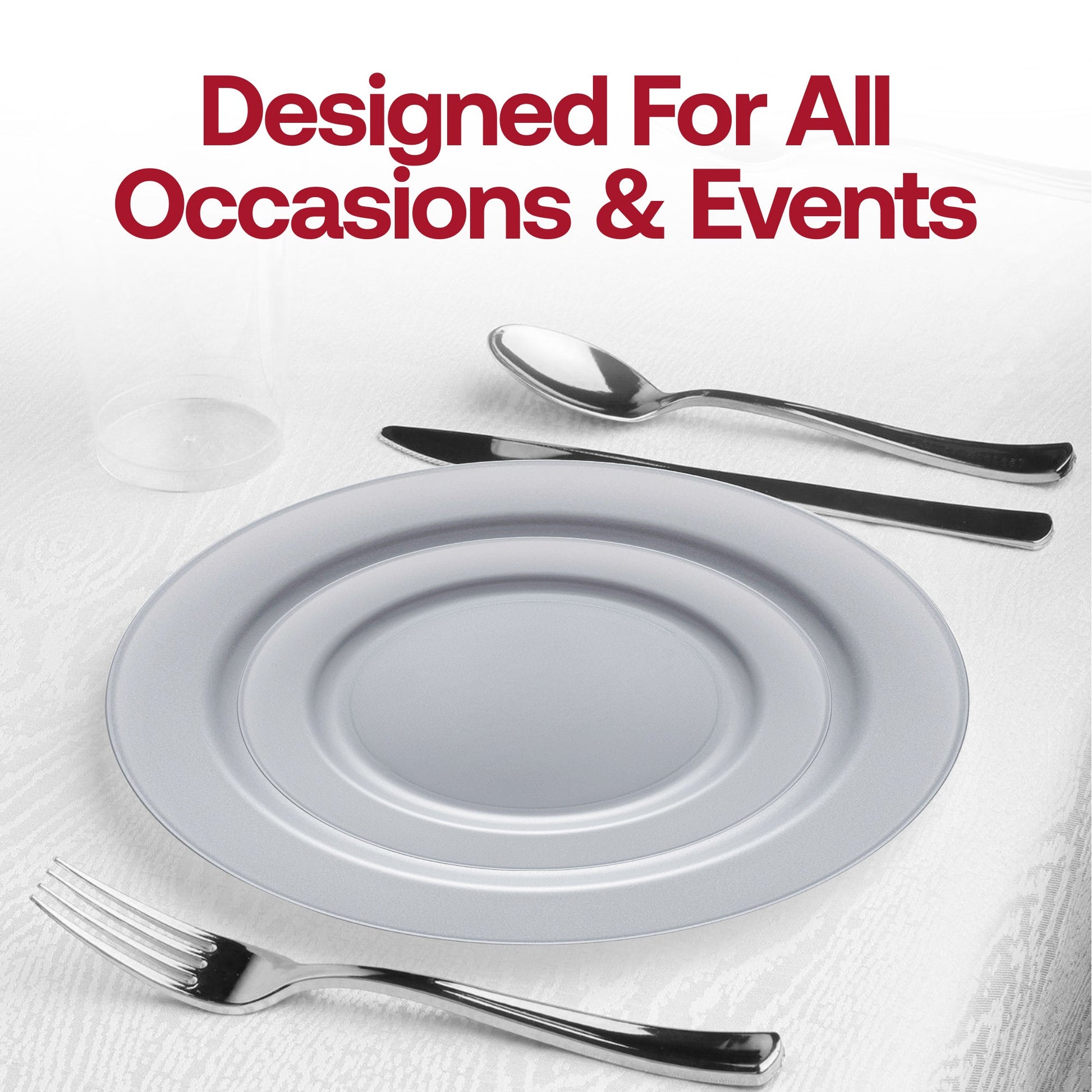 Modern matte steel gray plastic salad plates, 7.5-inch diameter, ideal for serving appetizers, sold as a 120-pack