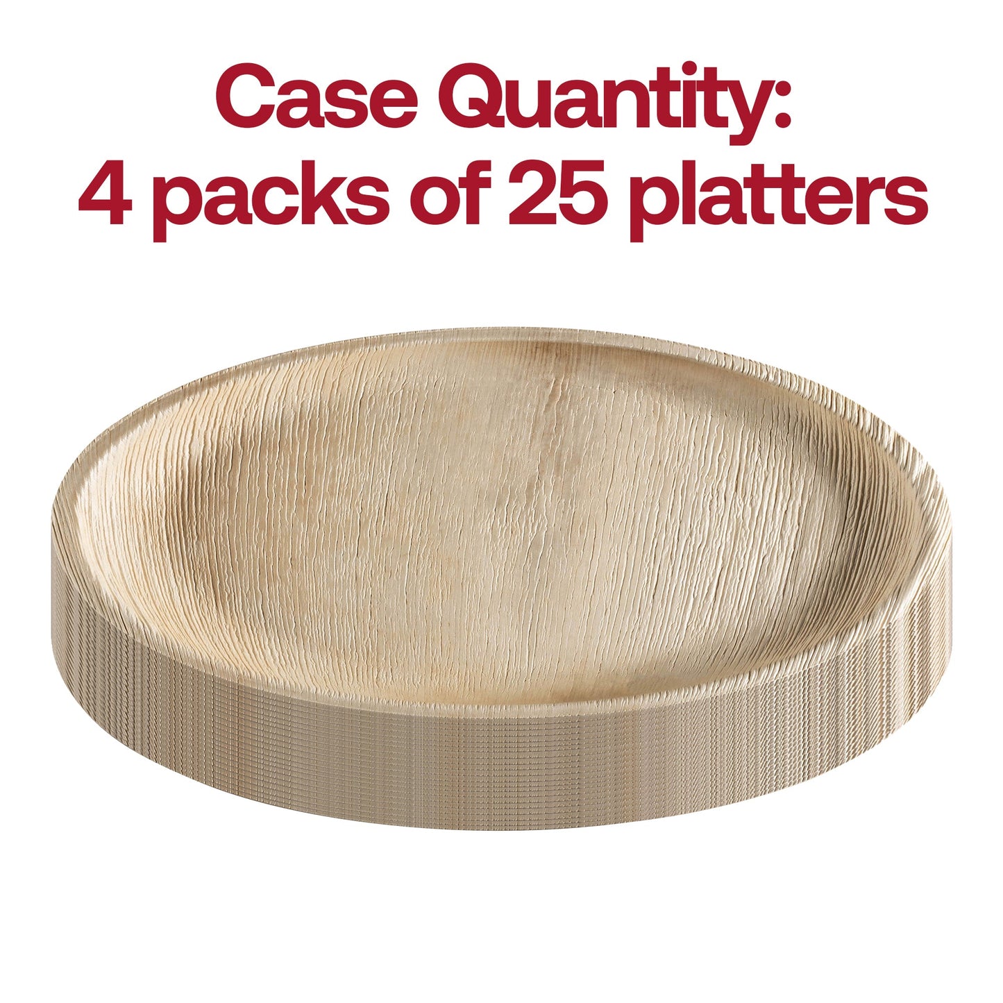 Pack of 100 round 12-inch palm leaf eco-friendly disposable platters