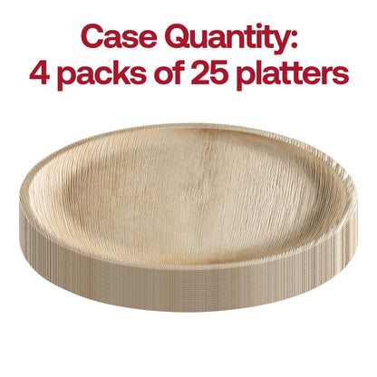 Pack of 100 round 12-inch palm leaf eco-friendly disposable platters