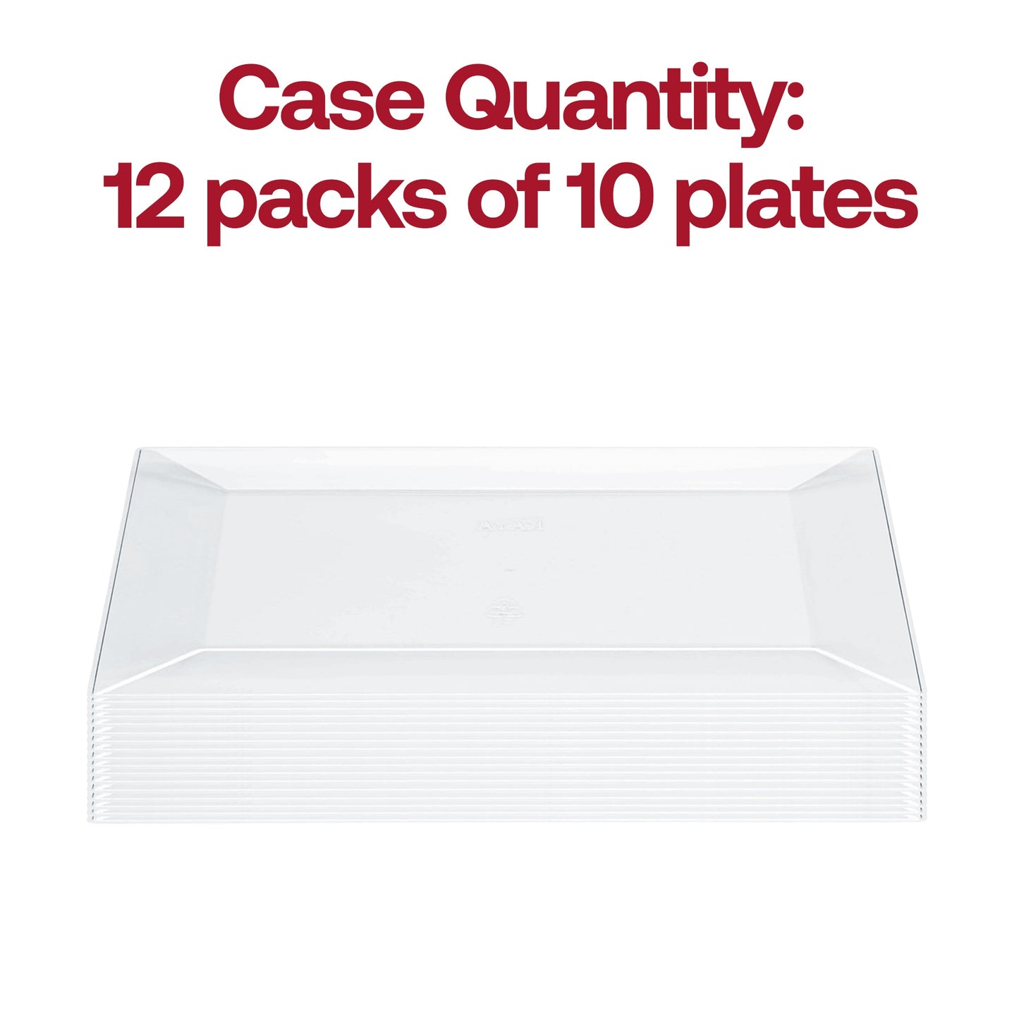 Pack of 120 clear disposable dessert plates, rectangular 5.5 x 8.5-inch design