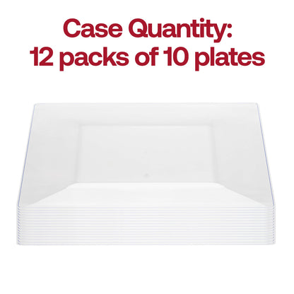 Pack of 120 clear square plastic plates, perfect for appetizers or salads