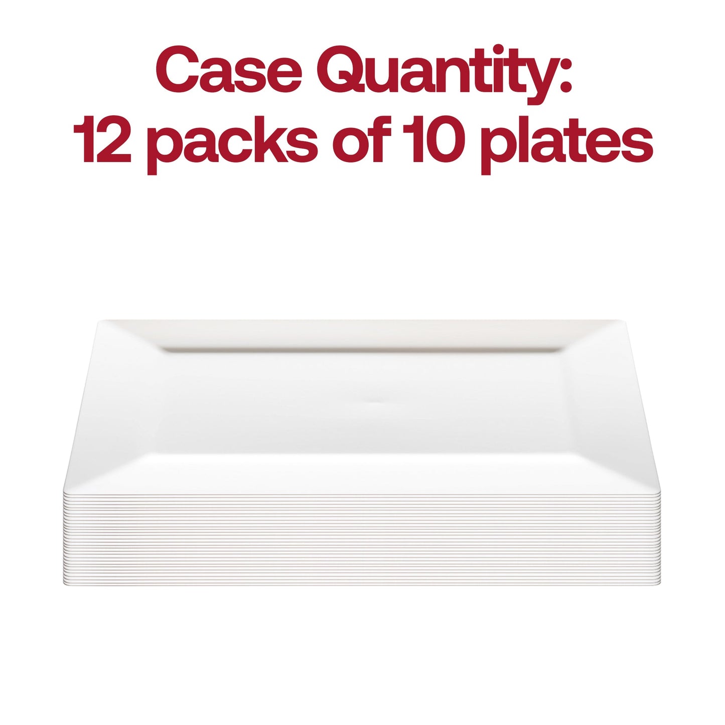 Pack of 120 white disposable dessert plates, rectangular 5.5 x 8.5-inch design