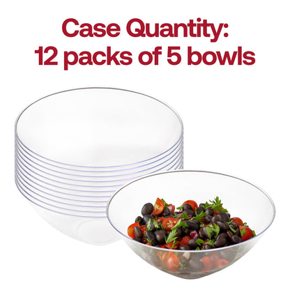 Pack of 24 disposable plastic bowls, solid black 100 oz. size with round edges