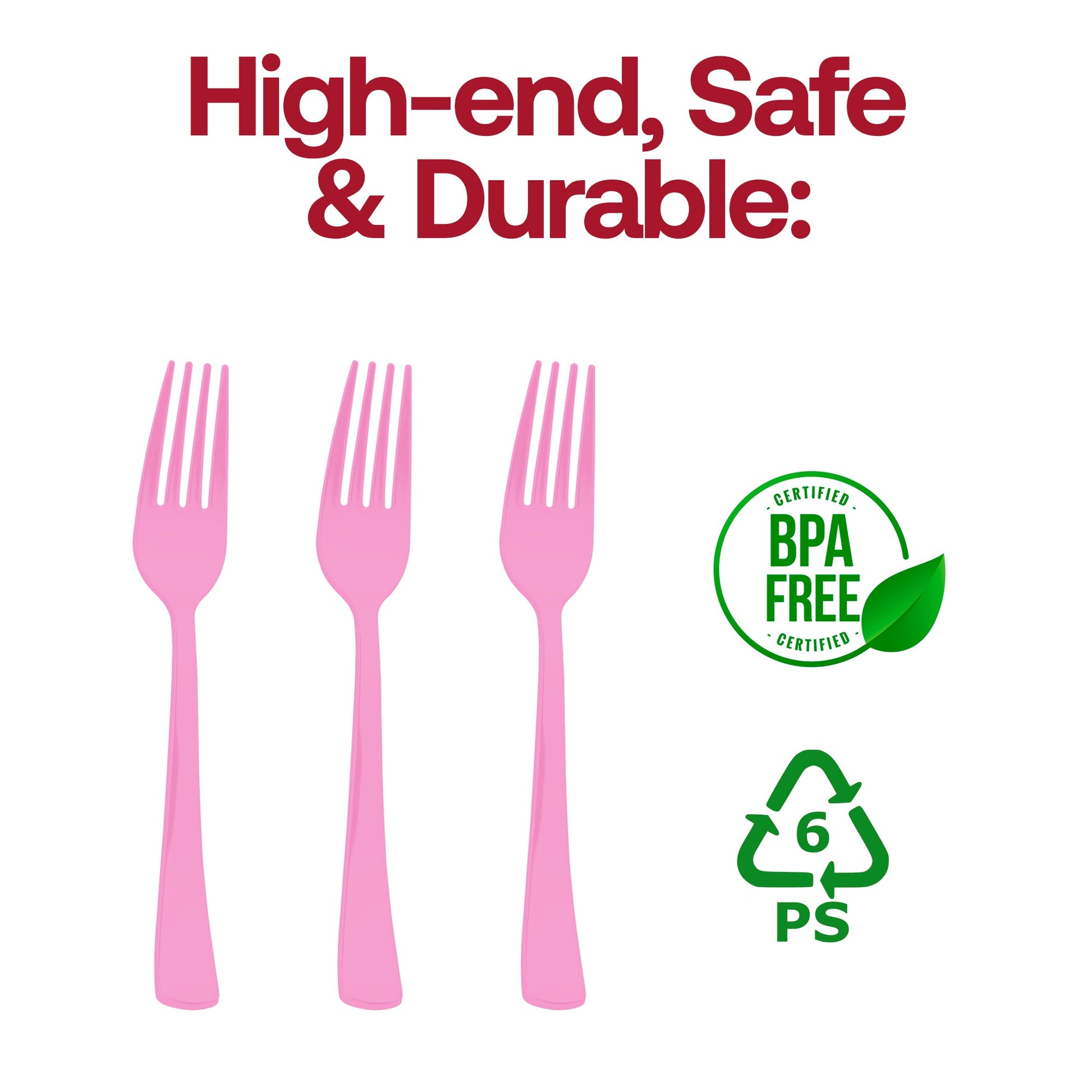 Pink party forks provide a playful touch for buffets, dessert bars, and family dinners