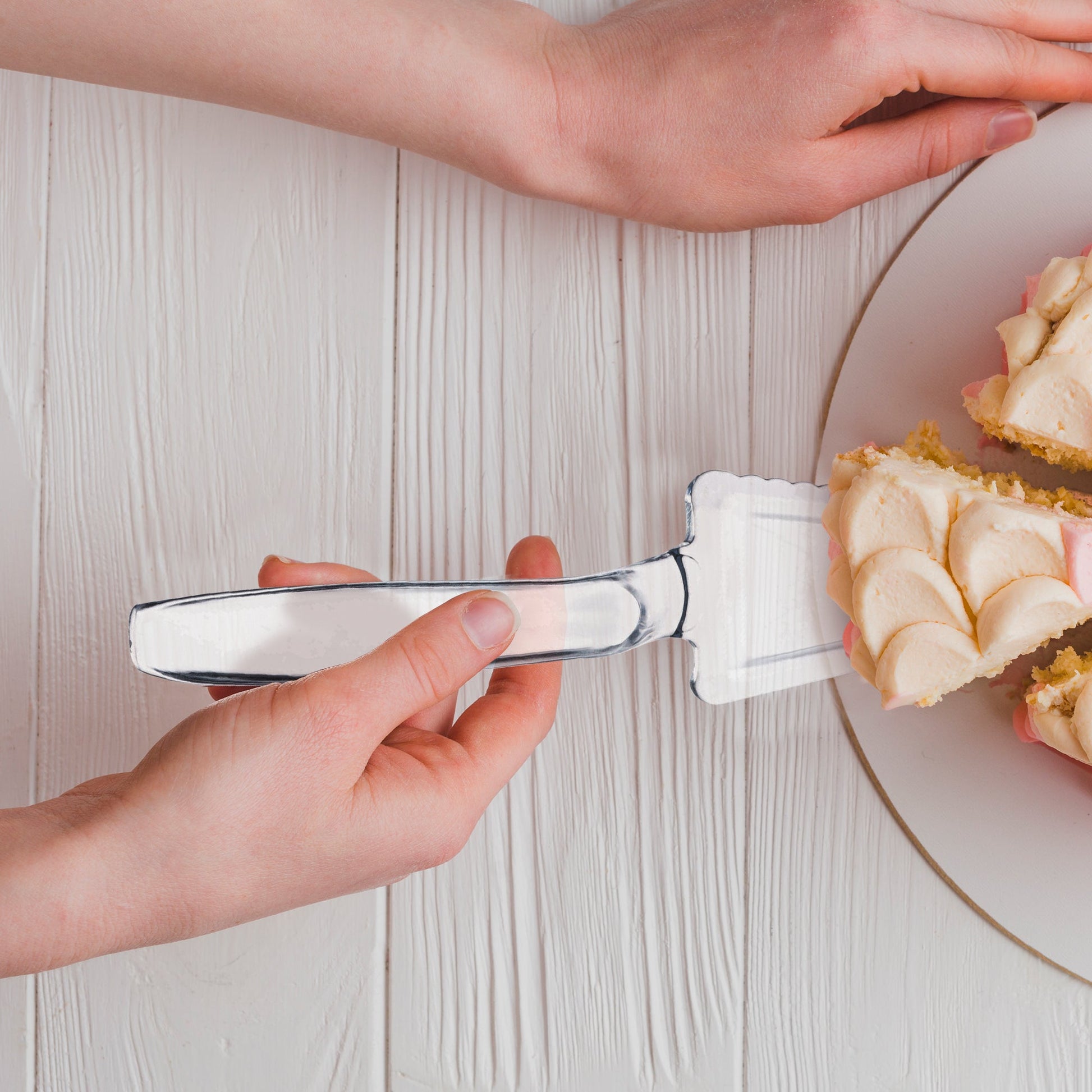 Plastic cutters were used to neatly serve desserts at birthdays and weddings.