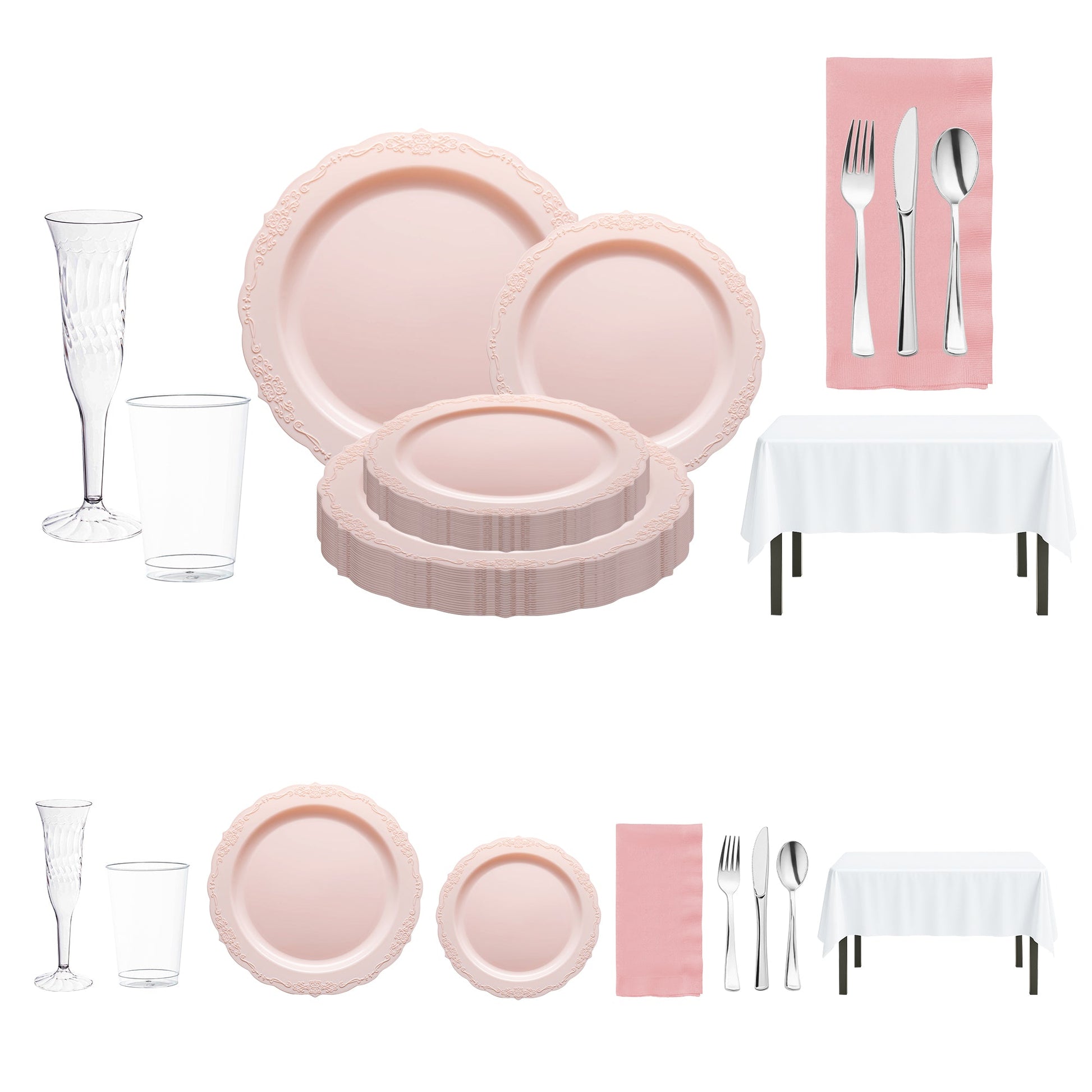 Pretty in Pink Party Tableware Set arranged for a Sweet 16 celebration with coordinated pink accents.