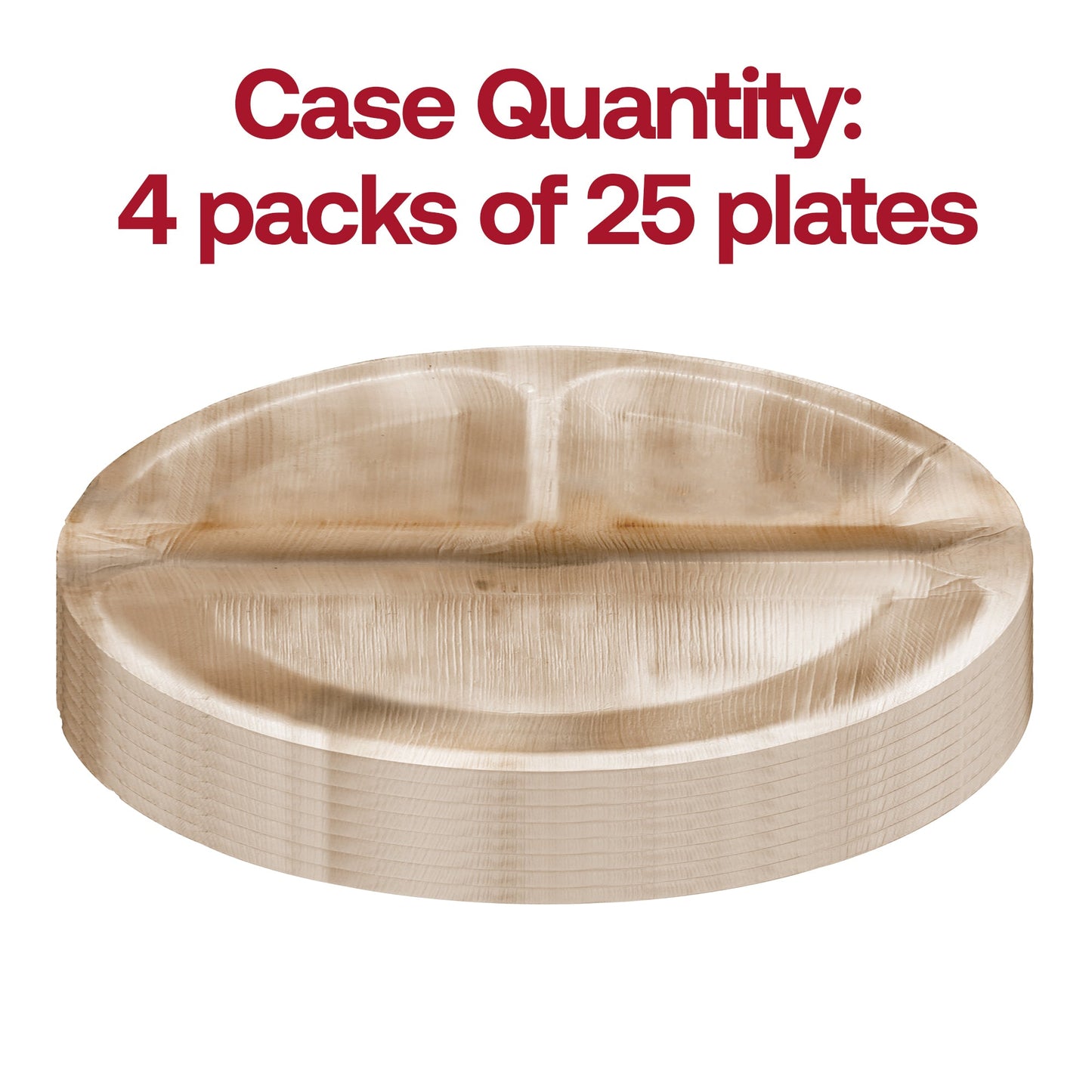 Round Palm Leaf 3-Partition Eco Friendly Disposable Dinner Plates (10") Quantity | Smarty Had A Party