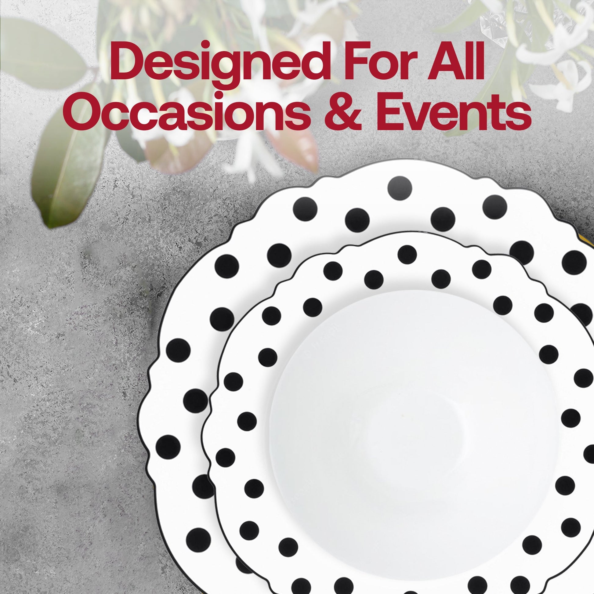 SKU 980-B-VS60box displaying complete set: plates, bowls, cups, and gold-handled forks, knives, and spoons for full table coverage