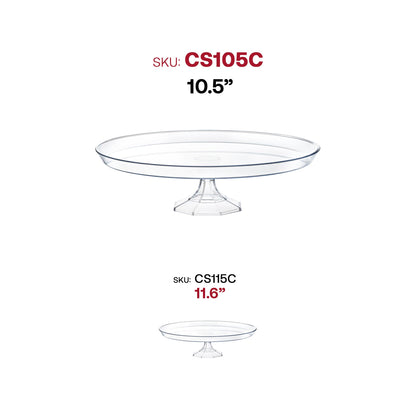 Set includes 12 clear small round plastic cake stands, great for event displays, catering, or home celebrations