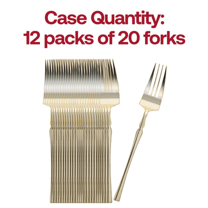 Shiny Gold Moderno Disposable Plastic Dinner Forks