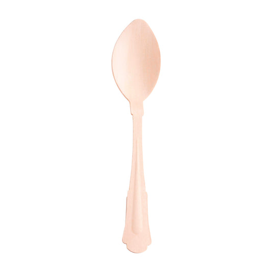 Silhouette birch wood disposable dinner spoons, 7.5 inches, case of 600, elegant and eco-friendly for any event.