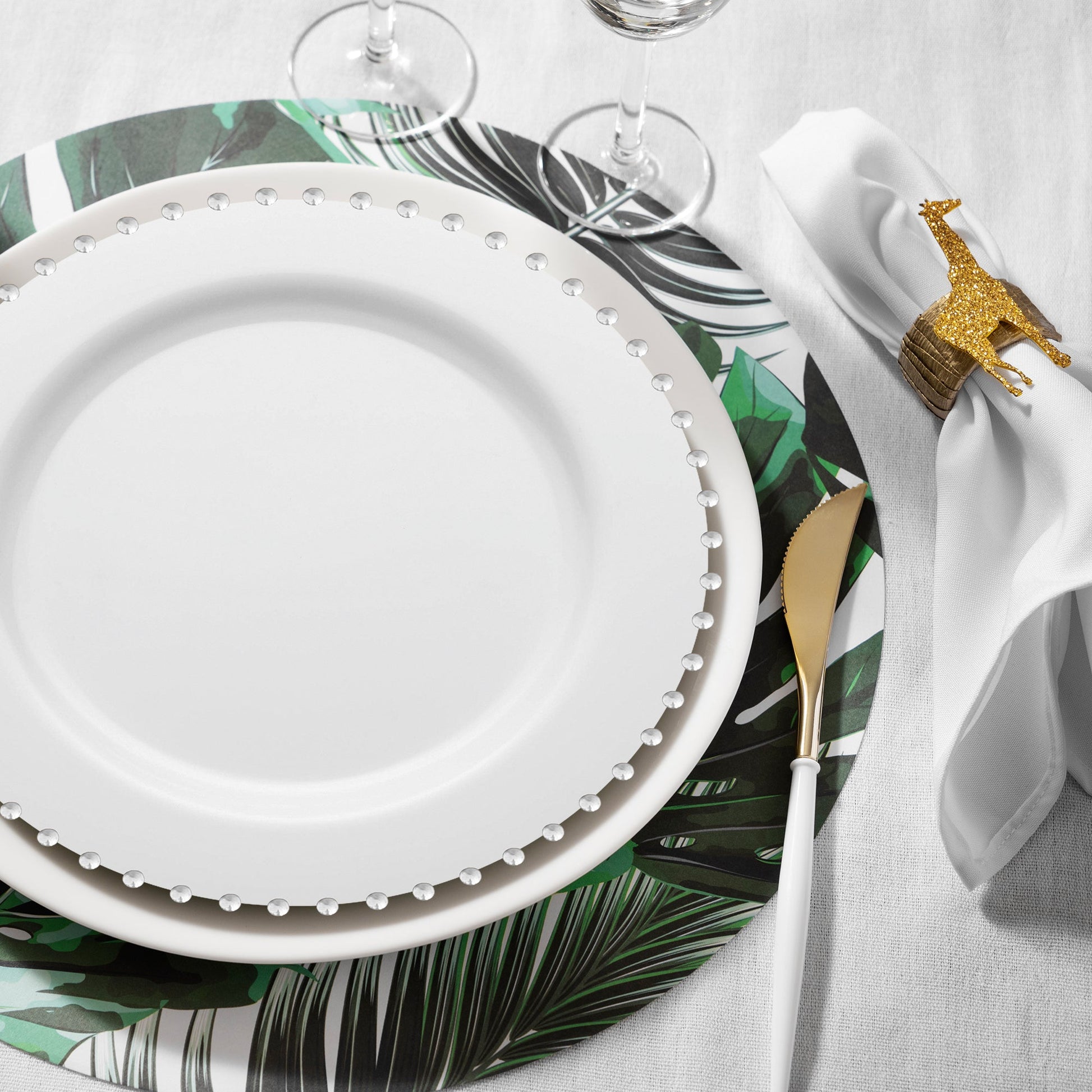 Silver Pearl String Salad Plates were used for first courses at a cool-toned winter wedding.