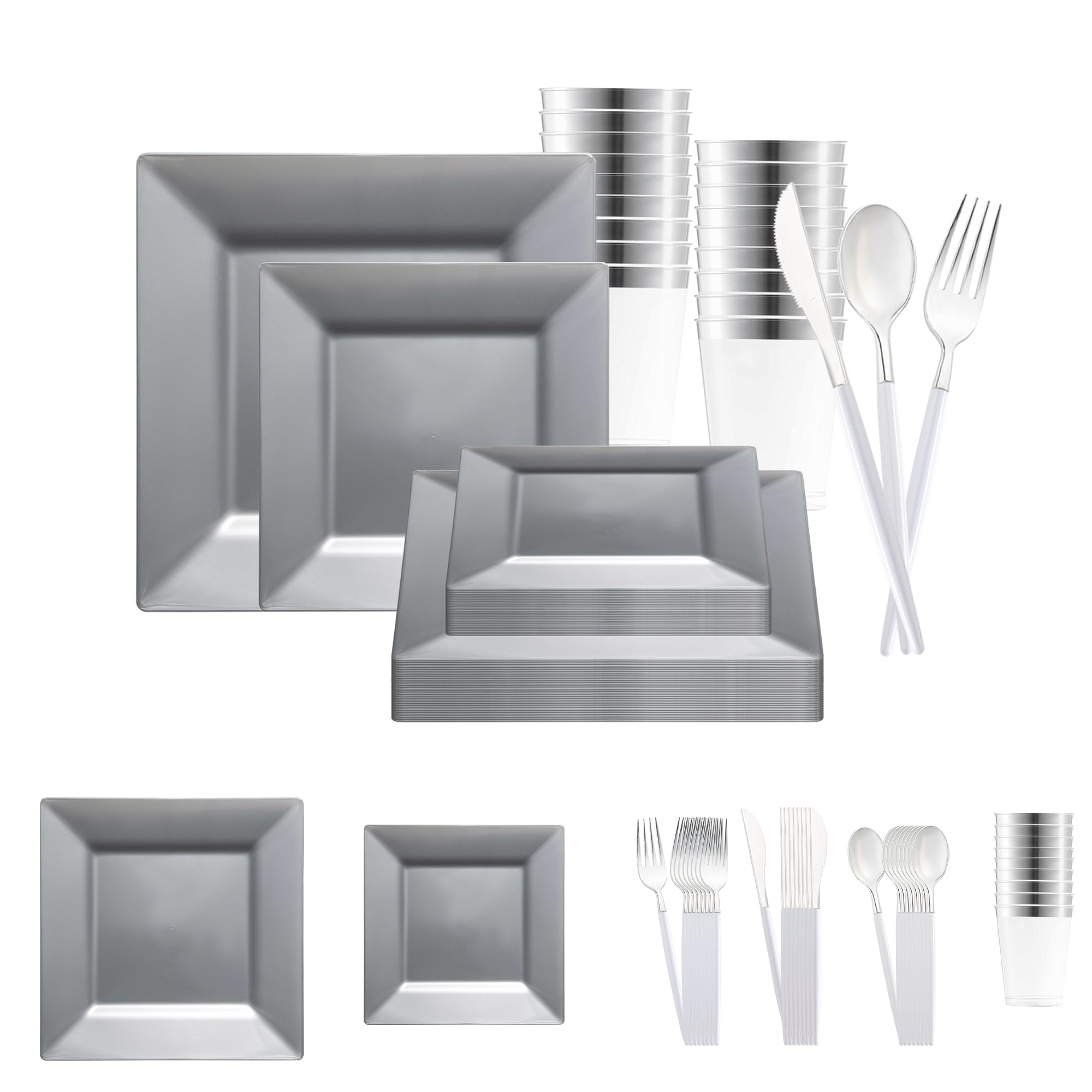 Tableware Set - Silver Square Dinnerware | Smarty Wholesale – Smarty ...