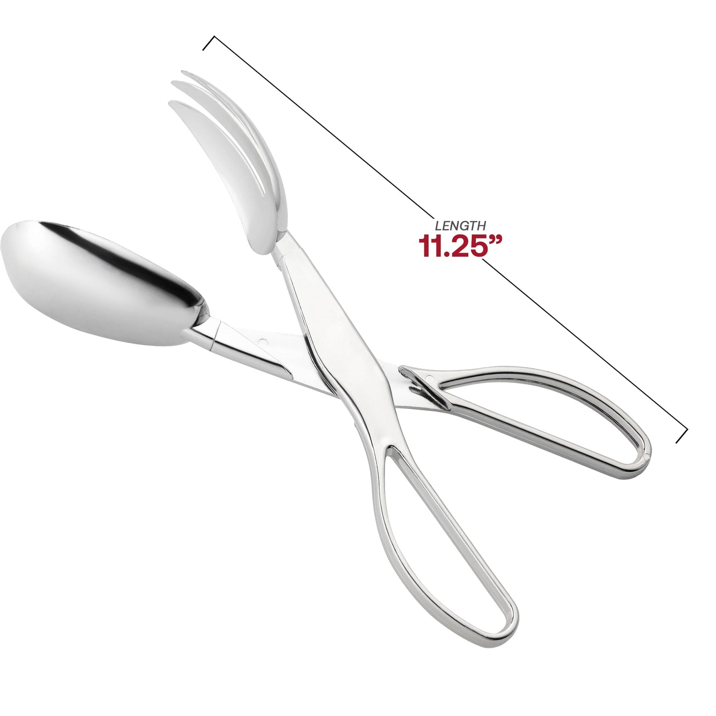 Silver disposable plastic salad scissor tongs made from BPA-free material, ideal for safe and eco-conscious food service