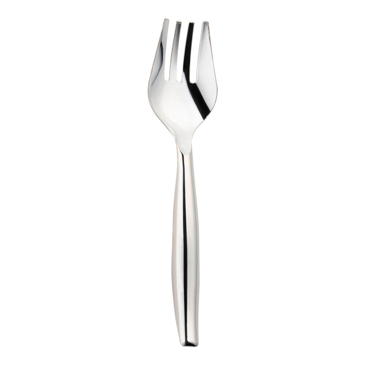 Silver disposable plastic serving forks, 9.75 inches long, perfect for buffets and catering