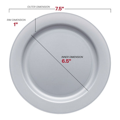 Sleek matte steel gray salad plate made of durable plastic, 7.5 inches in diameter