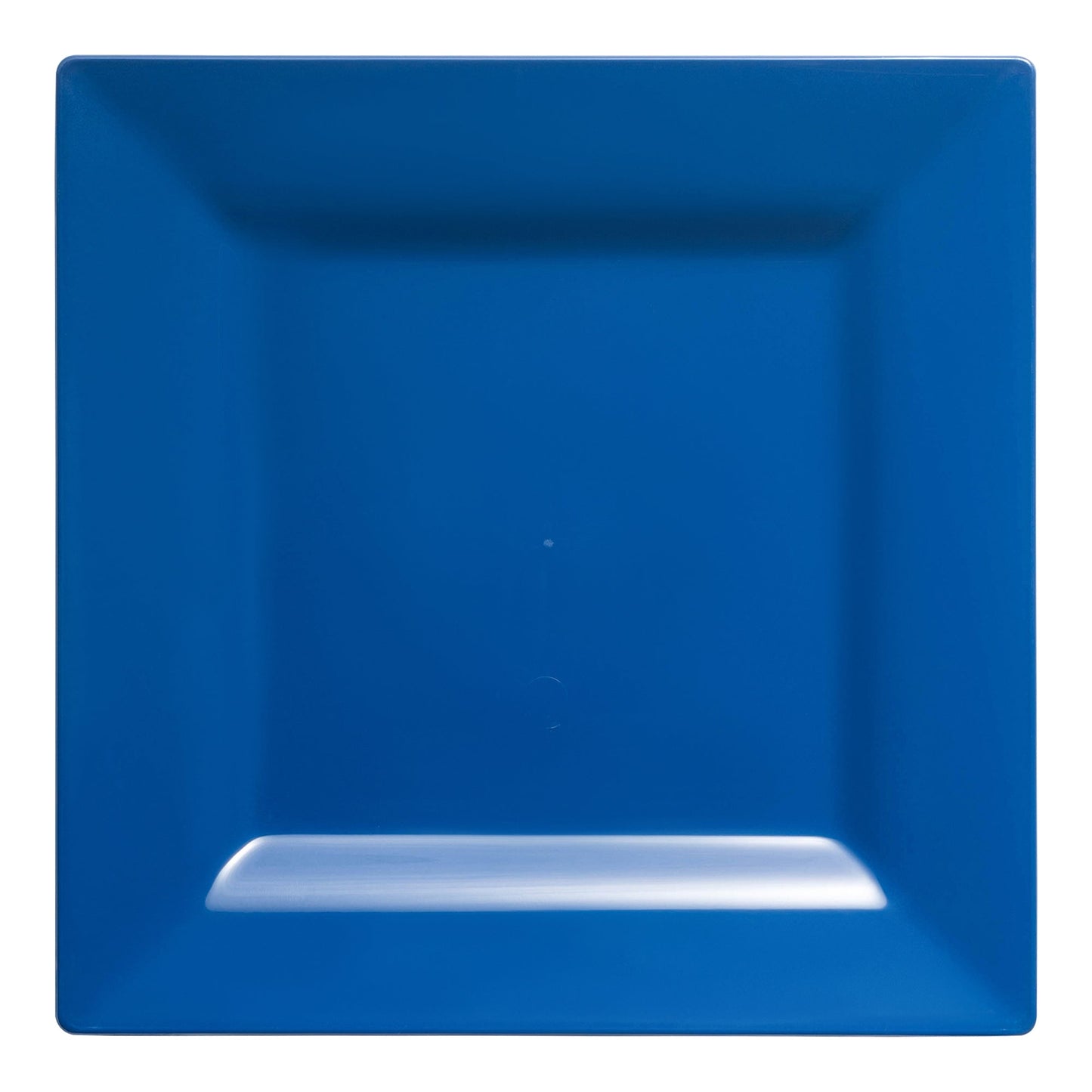 Sleek midnight blue square disposable dinner plates, made of plastic
