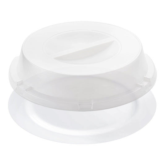 Solid White Disposable Plastic Buffet Plates with Clear Dome Lids