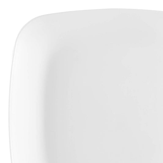 Solid White Flat Rounded Square Disposable Plastic Dinner Plates