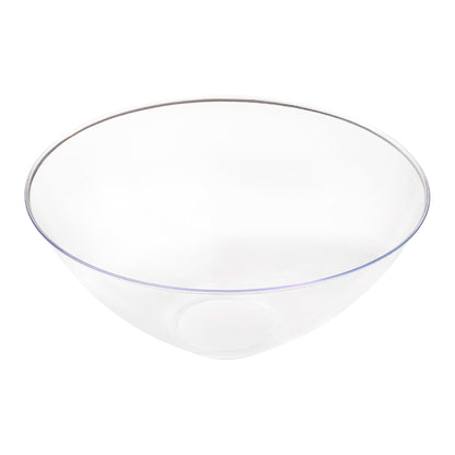 Solid black disposable plastic bowls with round design