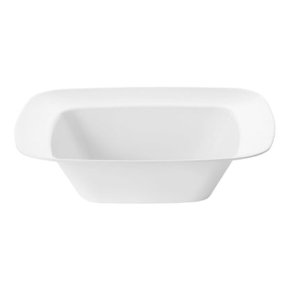 Solid white rounded square disposable plastic dessert bowls, 5 oz