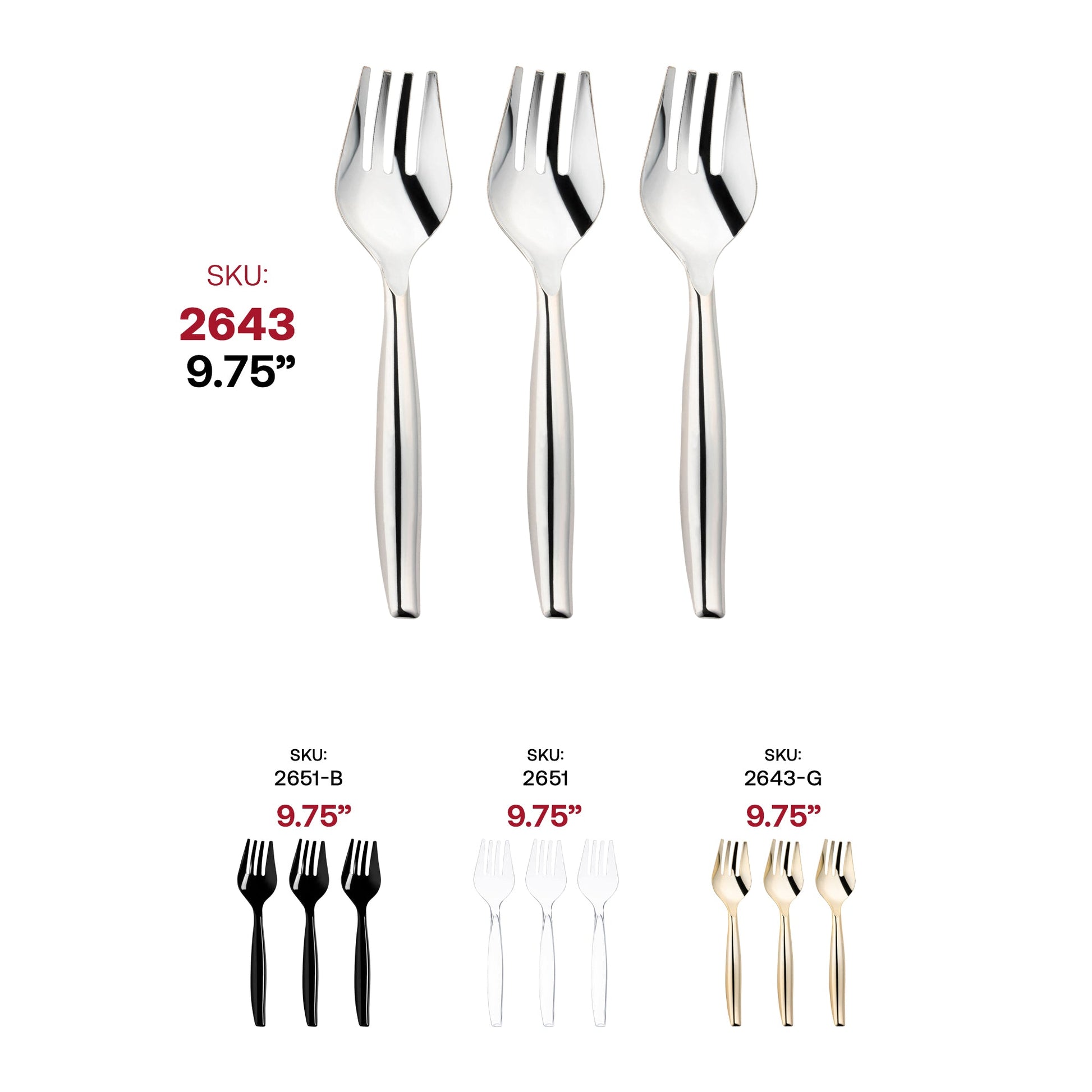 Sturdy disposable silver plastic serving forks, great for serving salads, pasta, and more