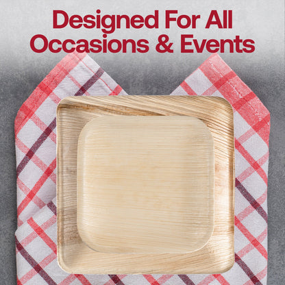 Stylish outdoor celebration decorated with the Square Palm Leaf Eco Friendly Wedding Set essentials