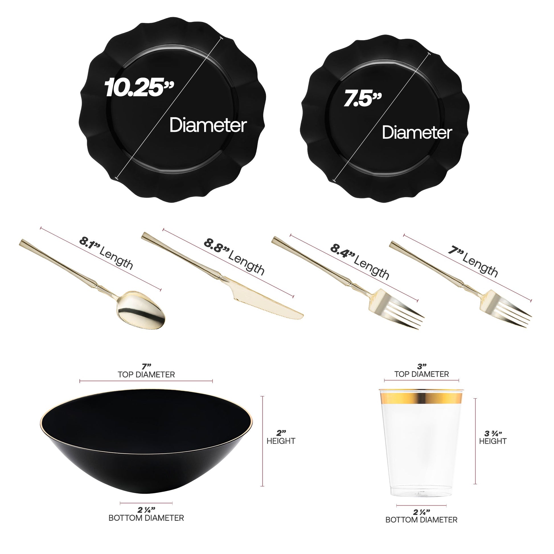 Stylish table setting showcasing Black Round Lotus dinnerware with gold cutlery, suited for luxurious events
