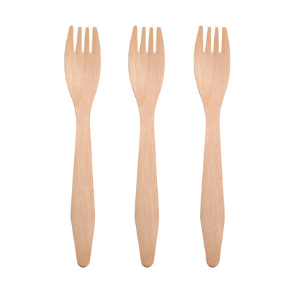 Sustainable wooden dinner forks, 6.5 inches, bulk pack of 600 – Eco-friendly forks designed for weddings, parties, and catering events.