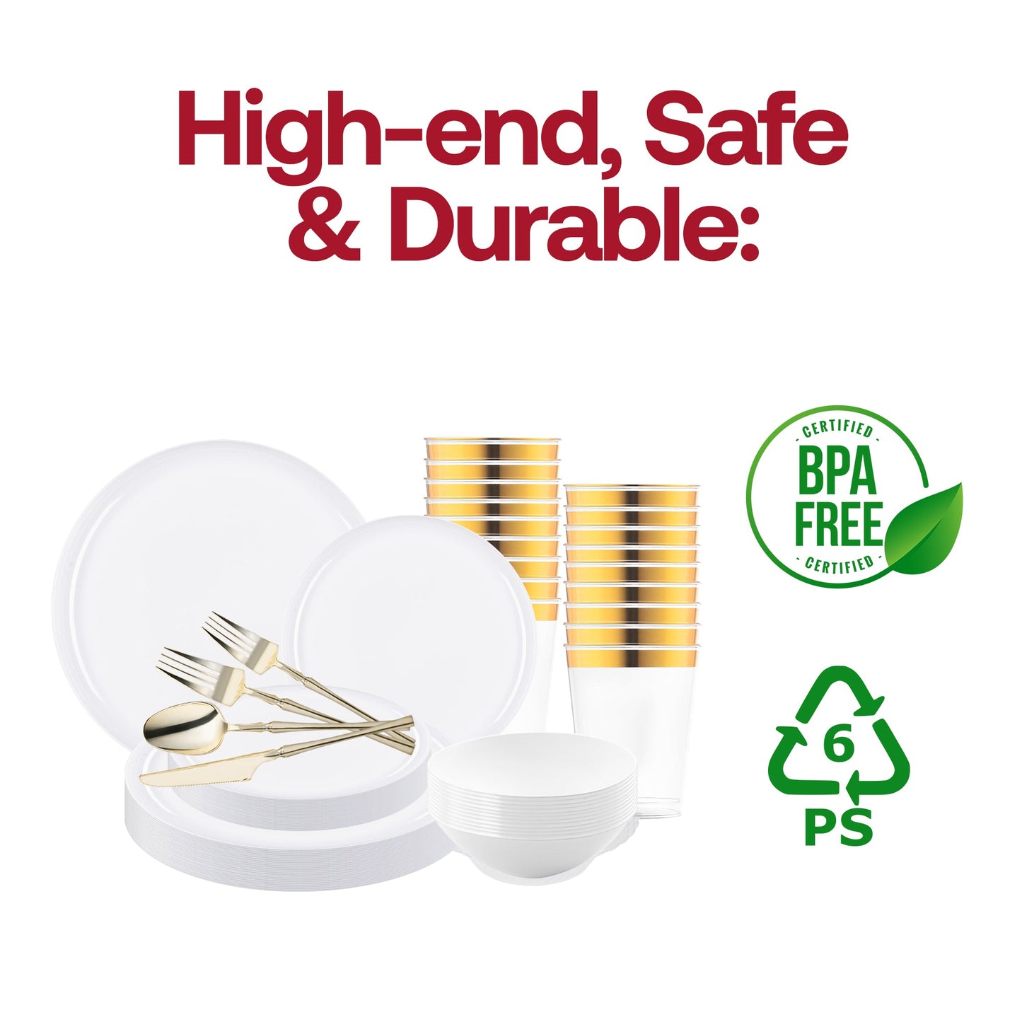 The White Flat Round Tableware Set offers ideal portions and complete pieces for upscale parties, events, or dinner receptions