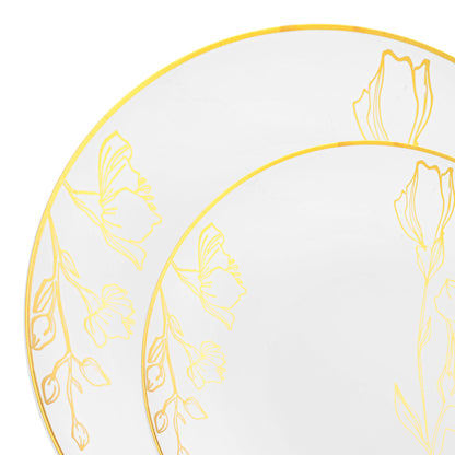 Timeless White with Gold Floral Design Plates for Upscale Dining
