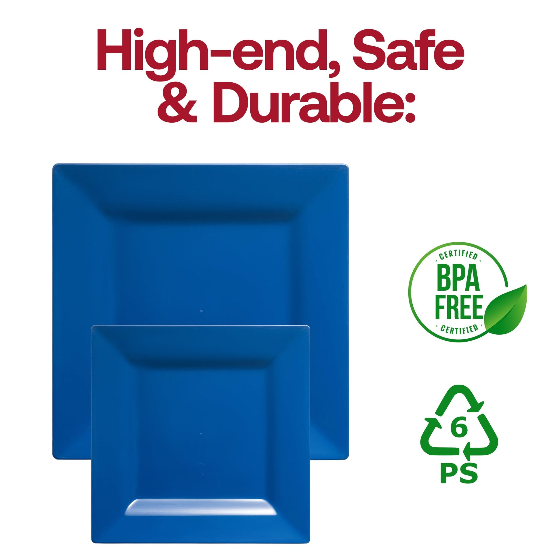 Top-quality midnight blue square cake plates made of plastic, 6.5-inch size, disposable, BPA-free