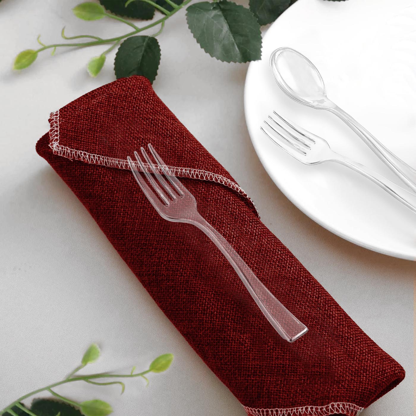 Versatile 4-inch clear plastic appetizer forks, disposable and perfect for catering, restaurant tastings, and food festivals