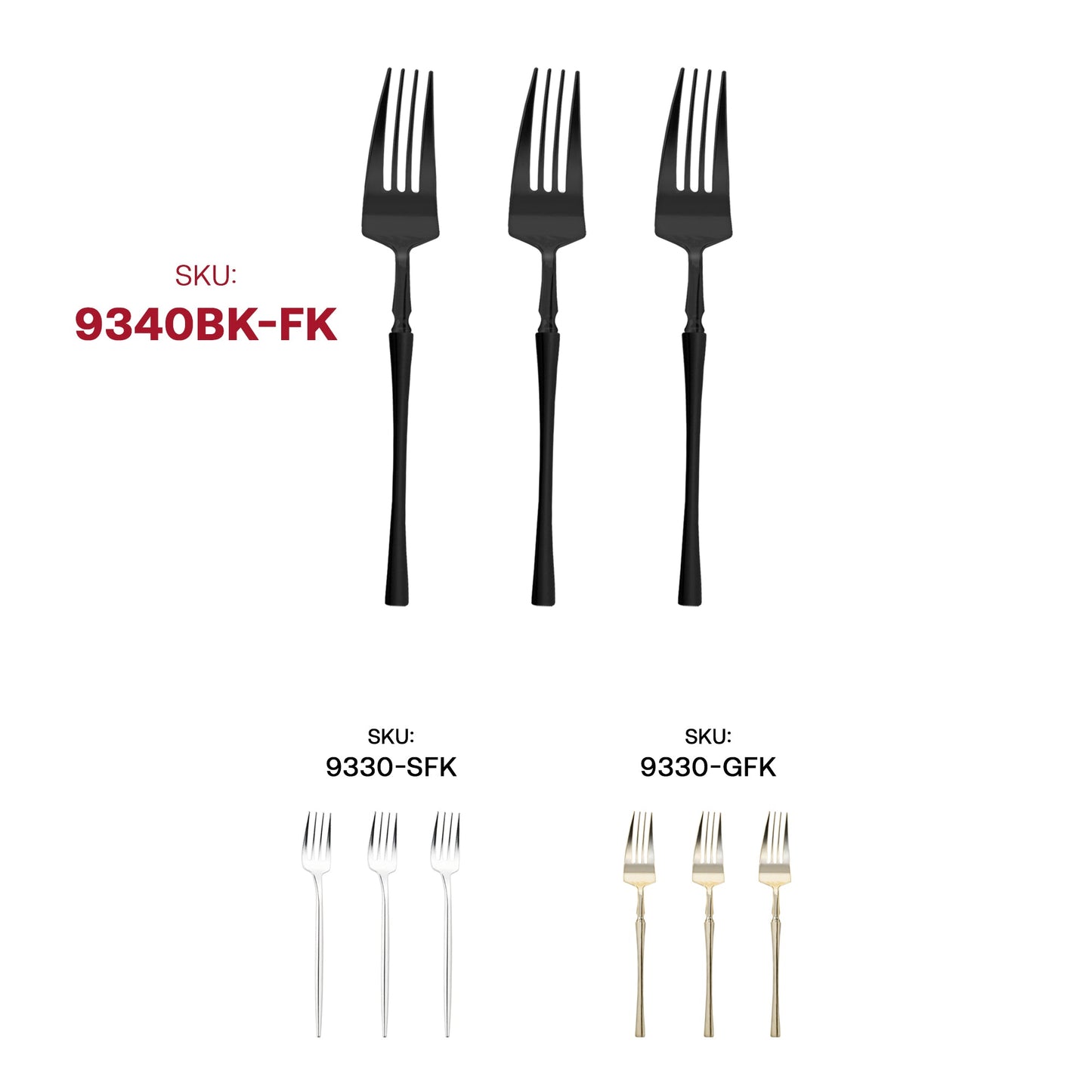 Versatile 8.4-inch black plastic dinner forks, disposable and durable, 240-pack