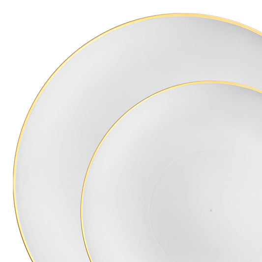 White Disposable Plates with Elegant Gold Rim for a Sophisticated Look