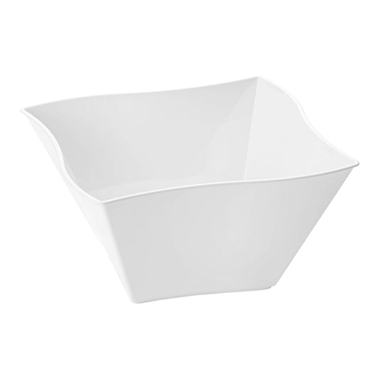 White wave plastic soup bowls, 14 oz capacity, perfect for serving soups, salads, or stews at events and gatherings