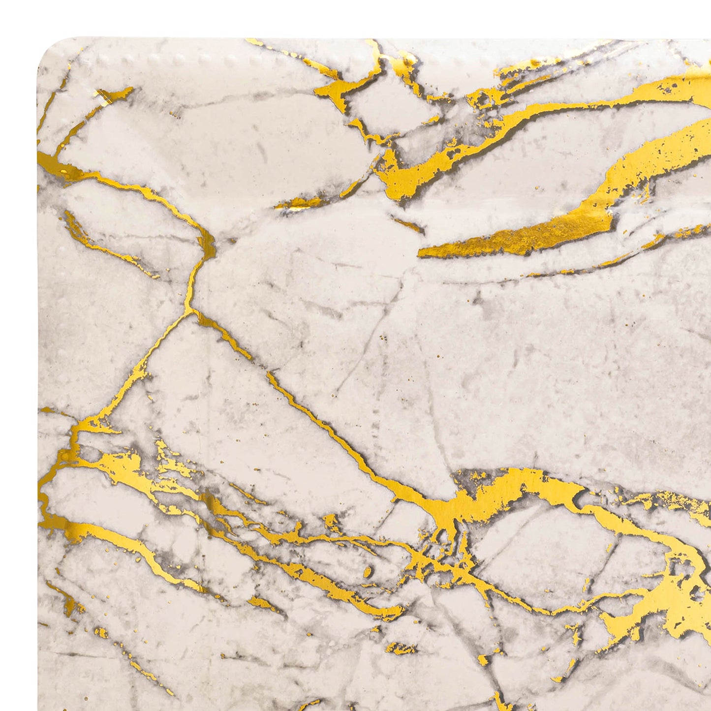 White with Gold Marble Square Disposable Paper Charger Plates 