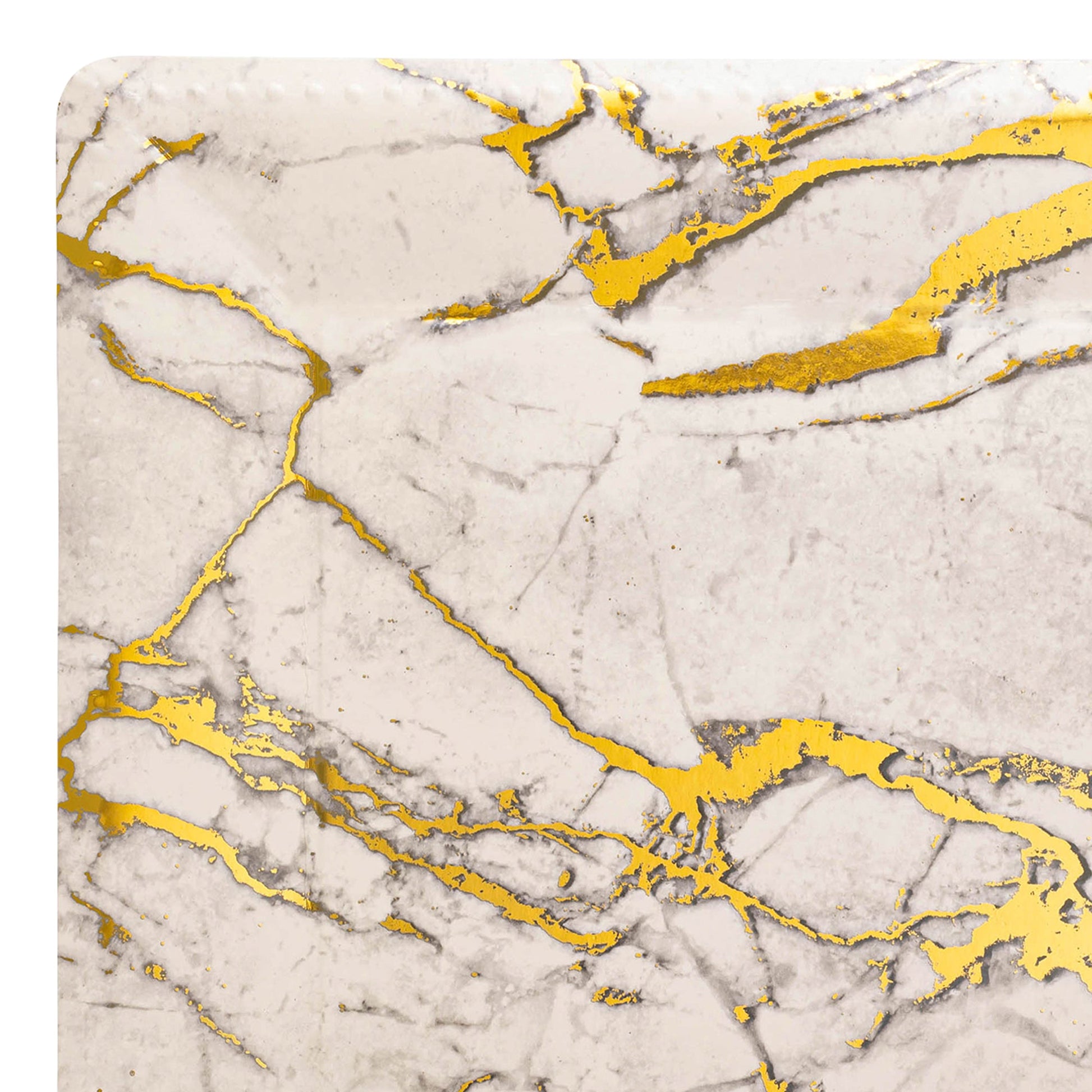 White with Gold Marble Square Disposable Paper Charger Plates 