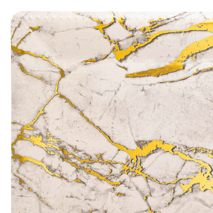 White with Gold Marble Square Disposable Paper Charger Plates 