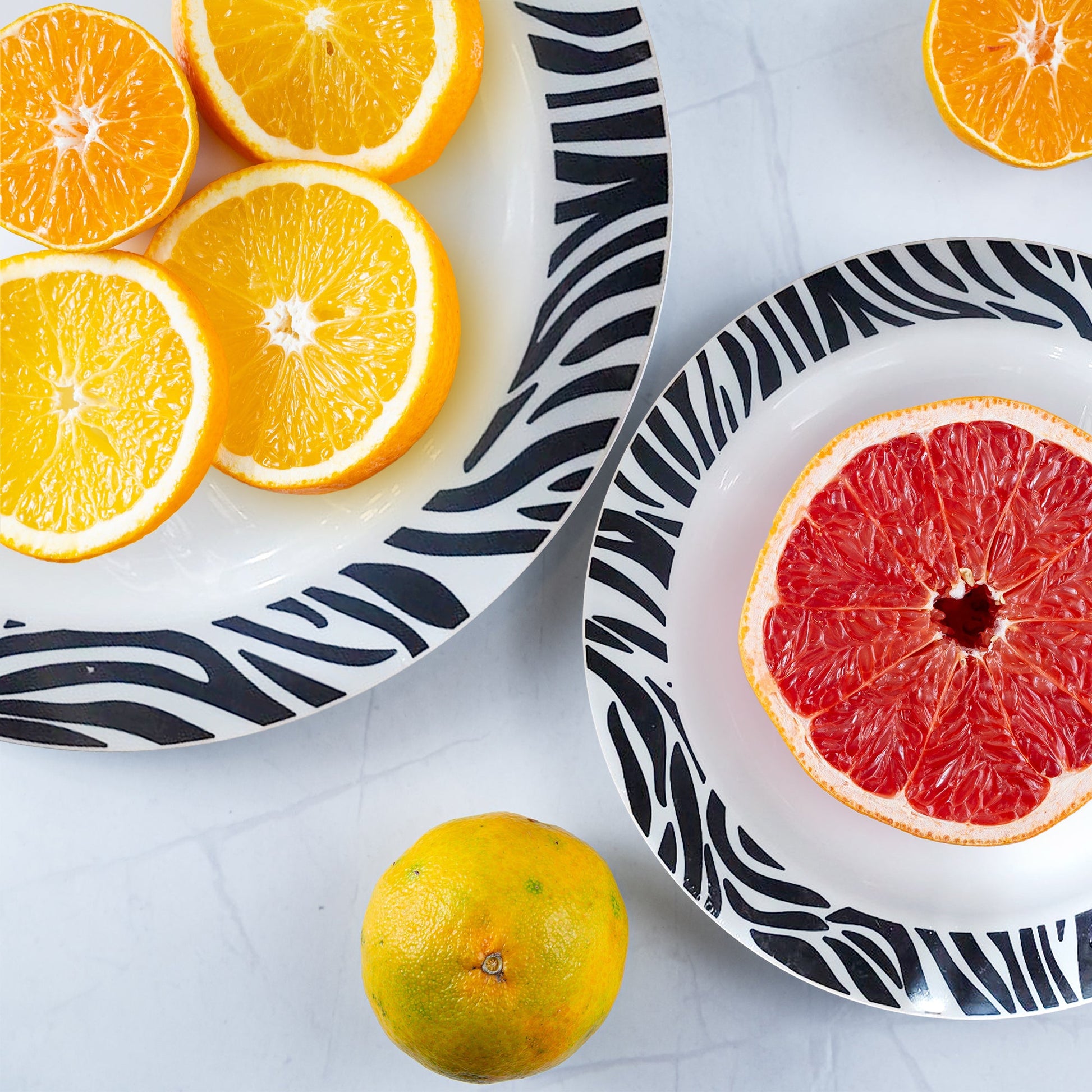 Zebra Design Salad Plates were used for themed starters at a black-and-white party.