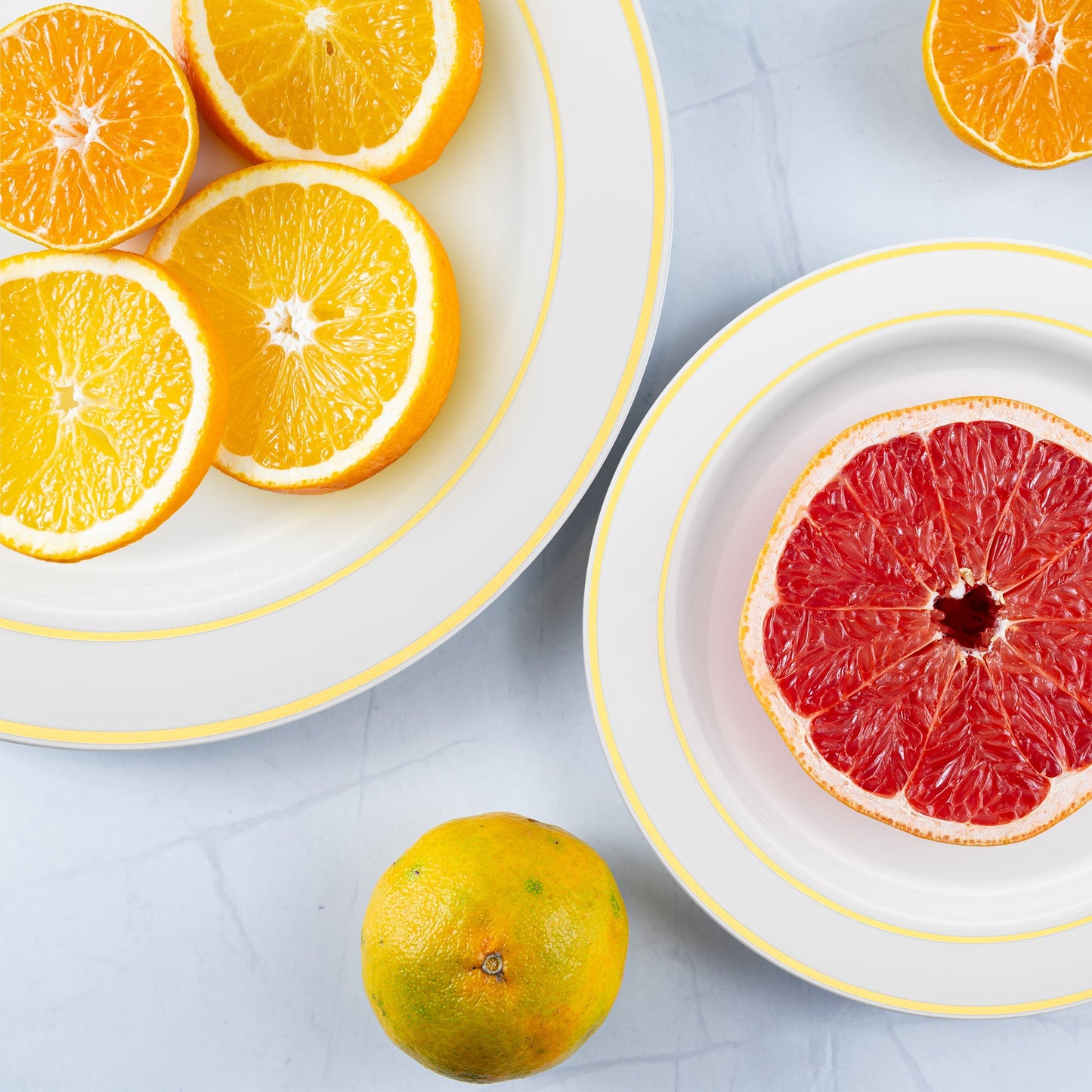 designed for effortless hosting with visual charm White with Gold Edge Rim Plastic Appetizer/Salad Plates (7.5")
